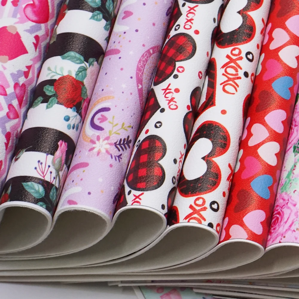 30 x136 cm Faux Synthetic Leather Fabric Sheets Printed Vinyl Leather for Hair Bow Bags Shoes Crafts Material