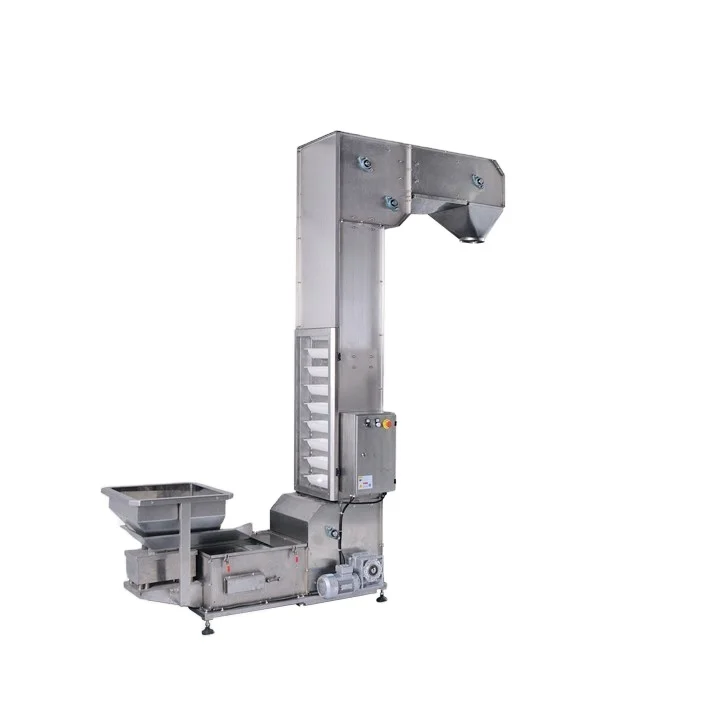Weighlin economical painted steel 304SUS Z C multi-mouth output shape type bucket elevator conveyor 1L 1.8L 4L 8L packing line