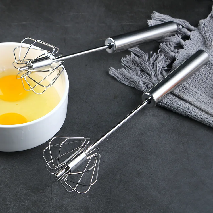 Hand Pressure Semi-automatic Egg Beater Stainless Steel Kitchen Accessories Tools Self Turning Cream Utensils Whisk Manual Mixer