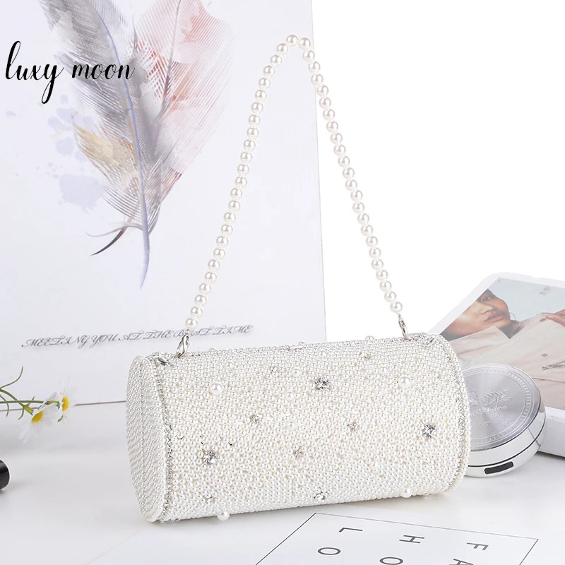 Elegant Beaded Evening Bag Crystal Pearl Diamond Clutch Bags Bridal Bucket Pearl Evening Bag NE296