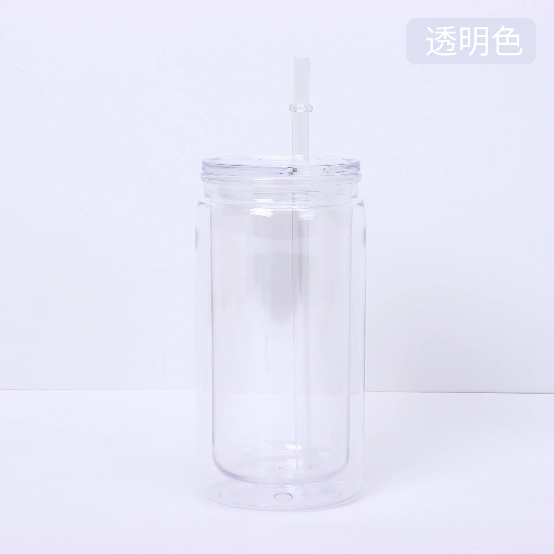 Plastic soda beer can predrilled double wall snowglobe tumbler clear 16oz plastic jerry can cup with silicone plug
