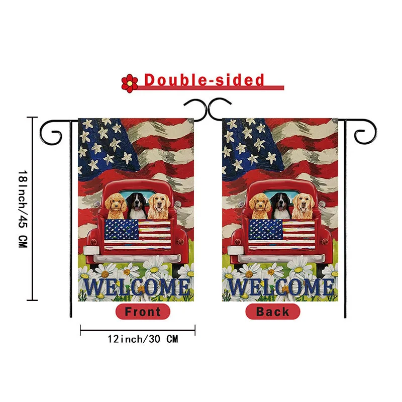 Wholesale 4th of July Dog Car American Flags Patriotic Garden Flags for Indenpendece Day