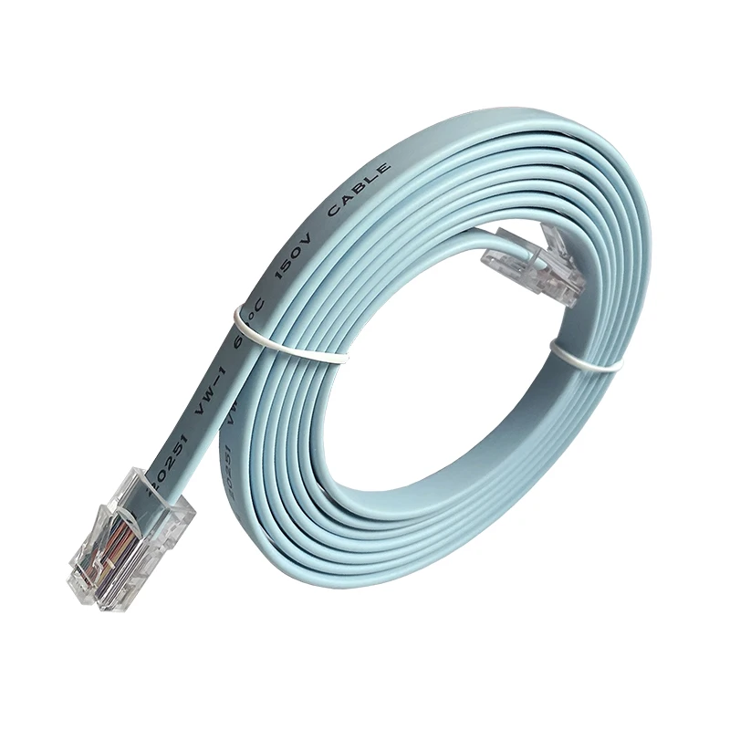 6ft RJ45 Male to RJ45 Male Cisco Console Rollover Cable - Light Blue For Ci sco Bady Blue Router Switch