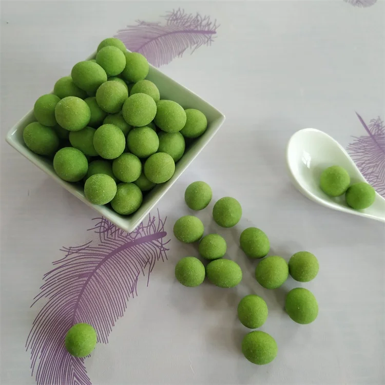 
Hot Sell Wasabi Roasted Coated Peanuts Round Shape Office Snacks 