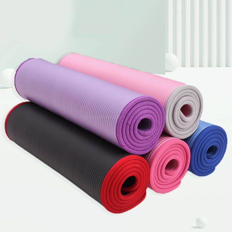 Hot Sale Non Slip Gym Home 10mm Thick NBR Fitness Yoga Mats with Strap for Women