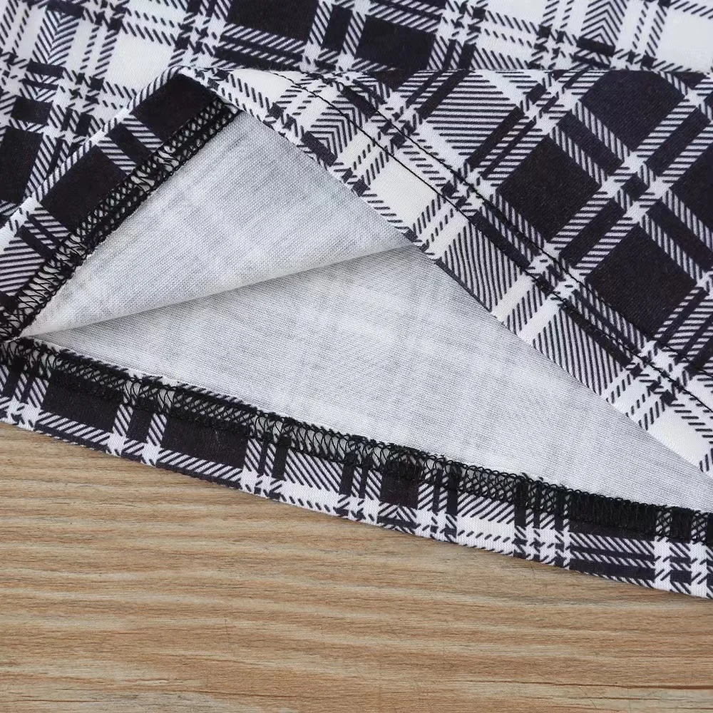 J&H 2022 girls kids summer chic black Little Bear caftan and grid printed slip dress sets 2 piece outfits lovely toddler clothes