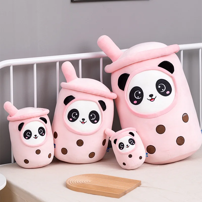Wholesale real-life bubble plush toy stuffed food fruit milk tea pillow soft doll boba tea cup