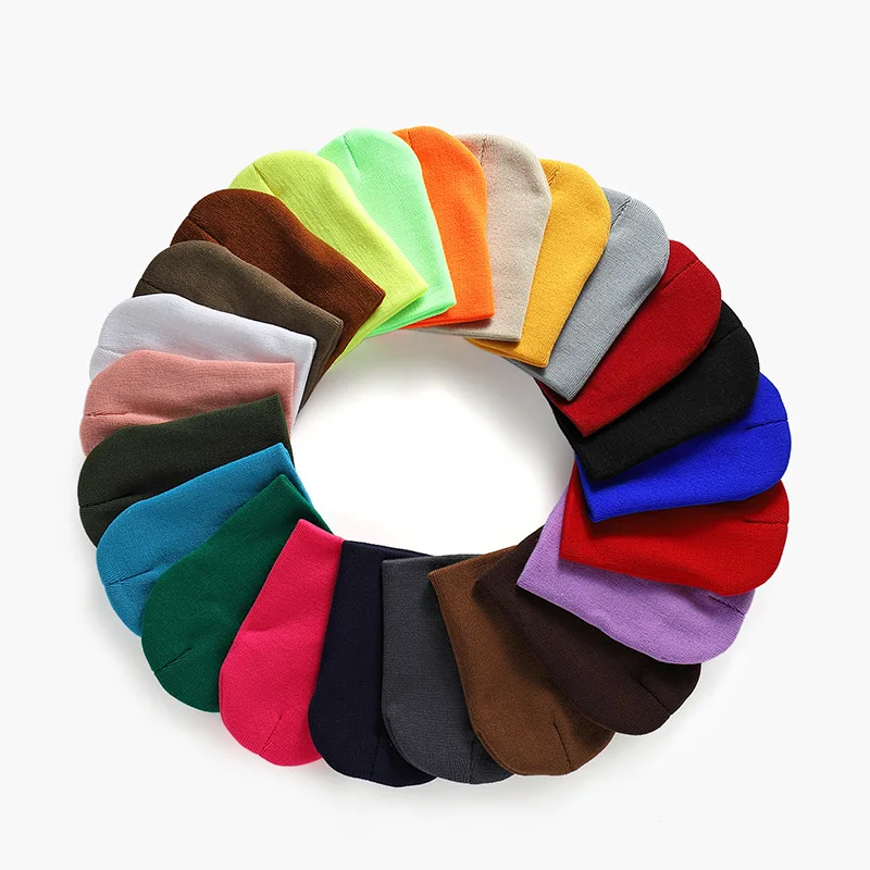 Soft thick plain color beanie children knit wool warm kids autumn winter baby beanie custom hat