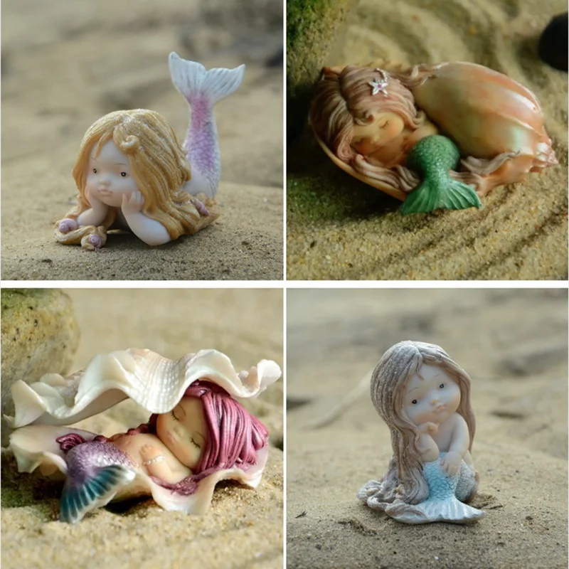 ED11409D OEM Accepted Craft Ornaments Gift Resin Mermaid Figurine Souvenirs Decoration Little Sleep Mermaid Statues Sale
