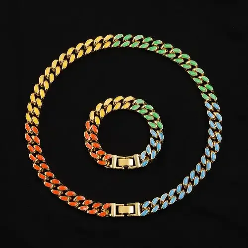 Wholesale Custom 6-16mm PVD color high quality Hip Hop Cuban Curb Link Men Miami 18k Gold Chain Necklace