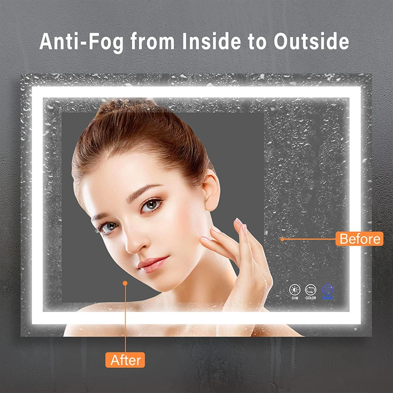 High Standard 5mm Copper-free Silver Mirror Backlit Light Led Customized Smart Bathroom Mirrors