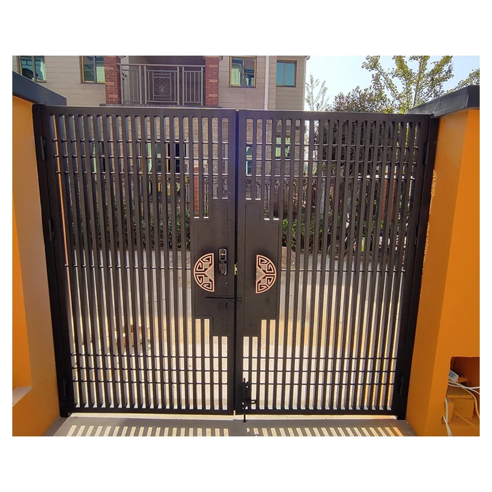 Exporters Automatic House Collapsible Fencing Sliding Metal Security Aluminum Sliding Wrought Iron Door Iron Grill Design