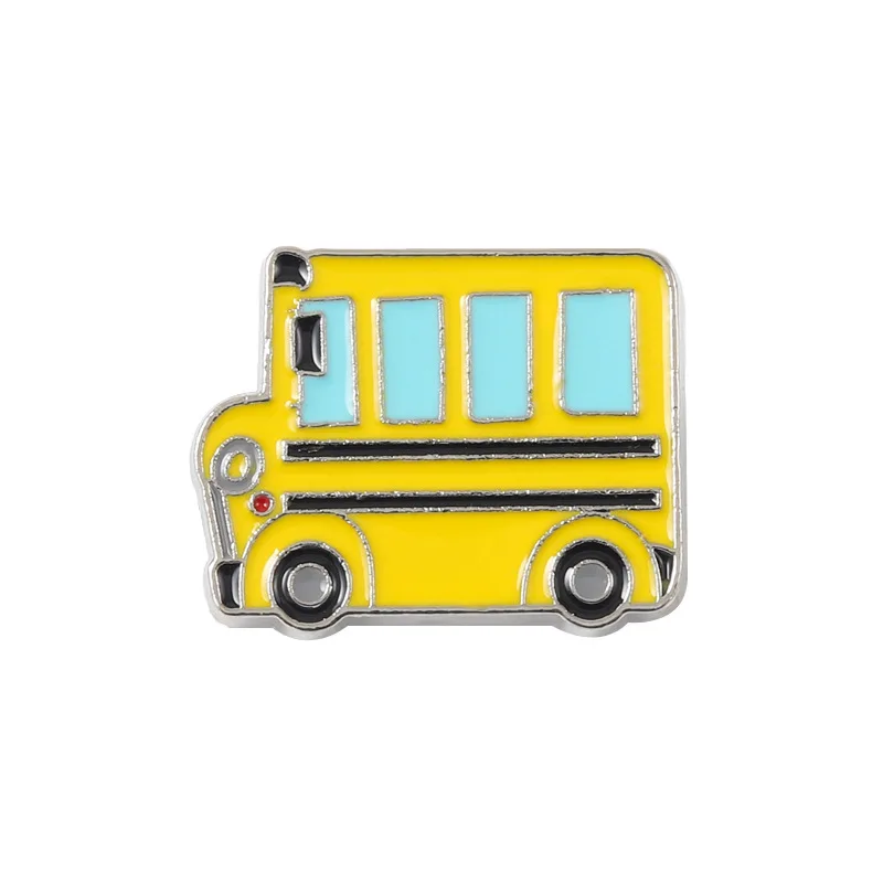Alloy vehicle ambulance firetruck enamel brooch for boys hat cloth bag decorative cute bus cartoon car pins