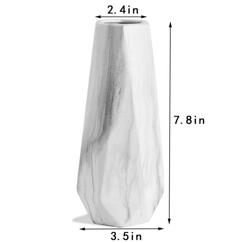 Geometric Ceramic Marble Flower Vase for Modern Home Decoration