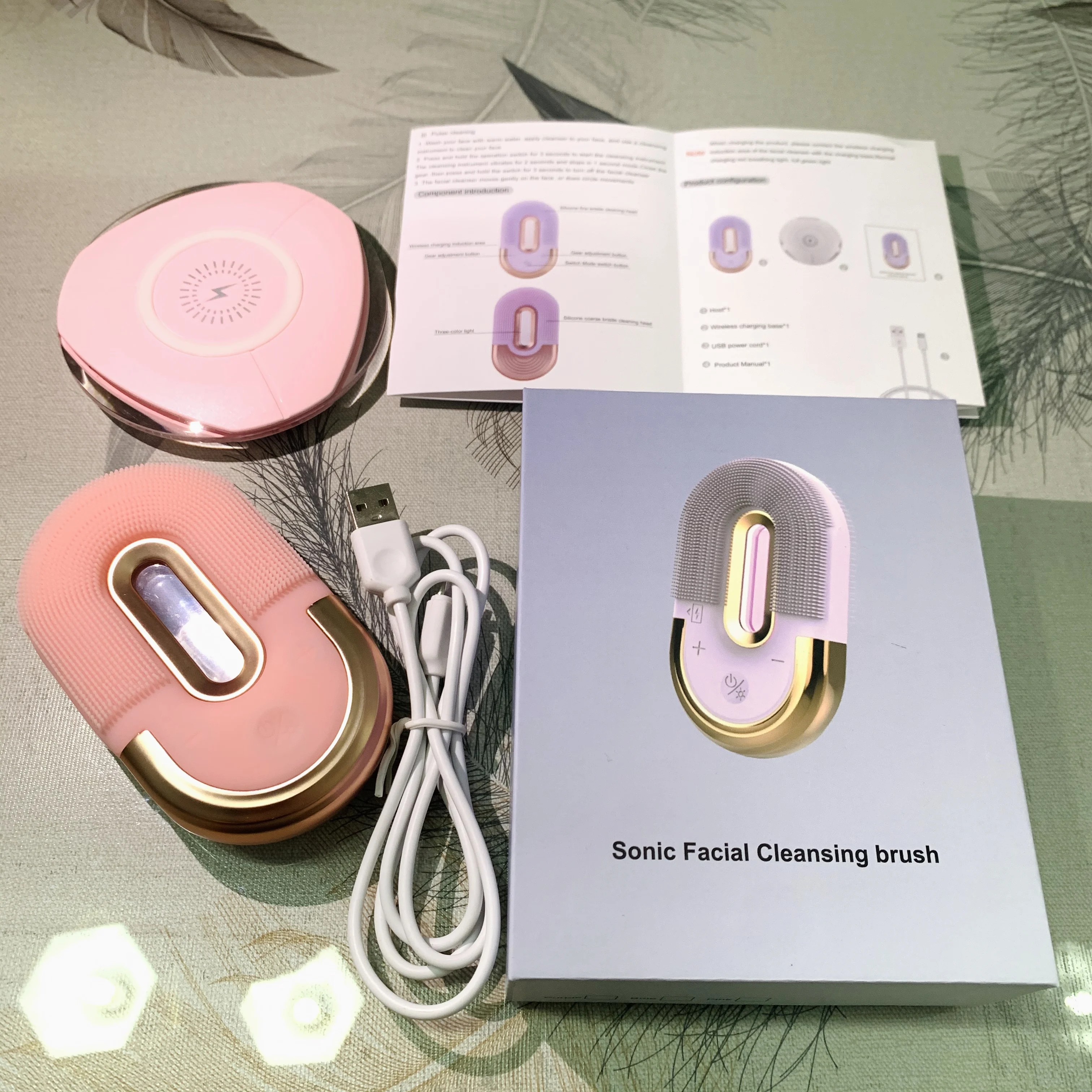 
Beauty Wash Cleaning Face Brush Messages Photon Led Sonic Silicone Cleansing Facial Brush Massager Led Lights 3 In 1 System 