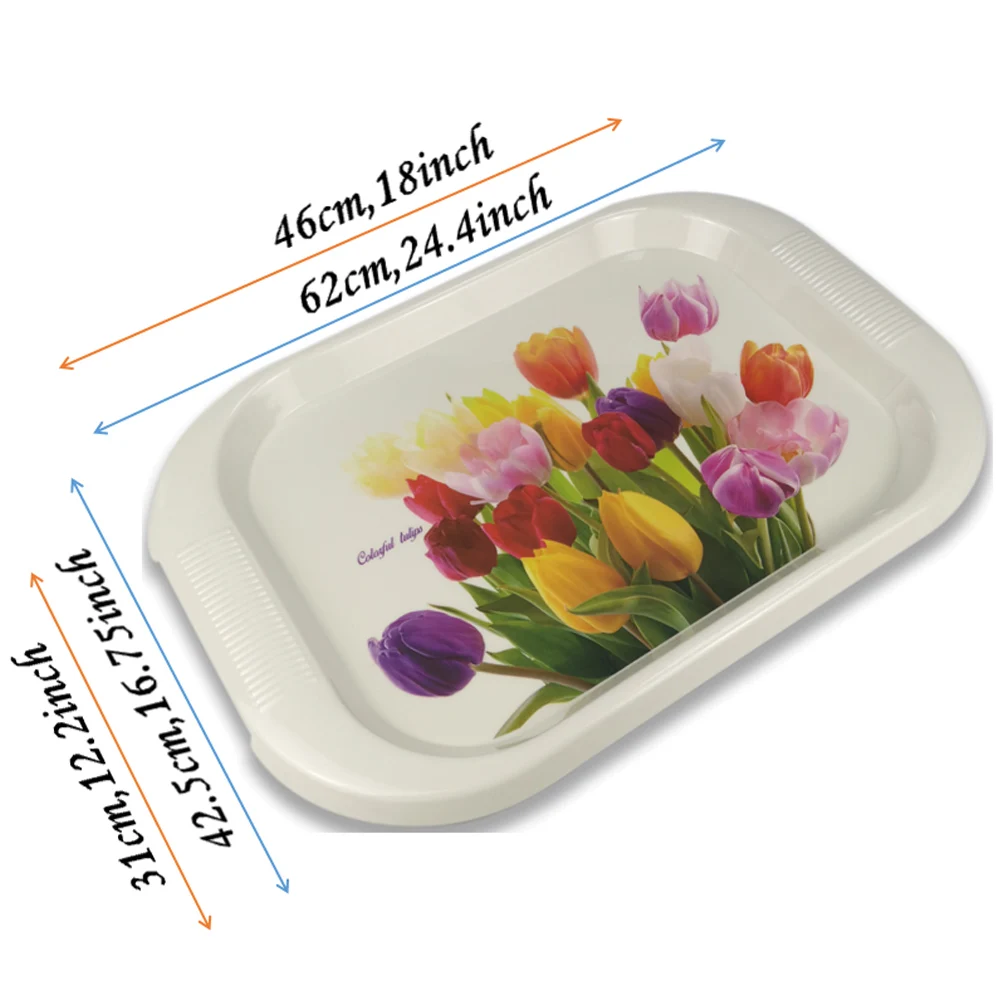 Dining Table Top & Bar Serveware 46cm extra large Melamine Service Trays with integrated Handles