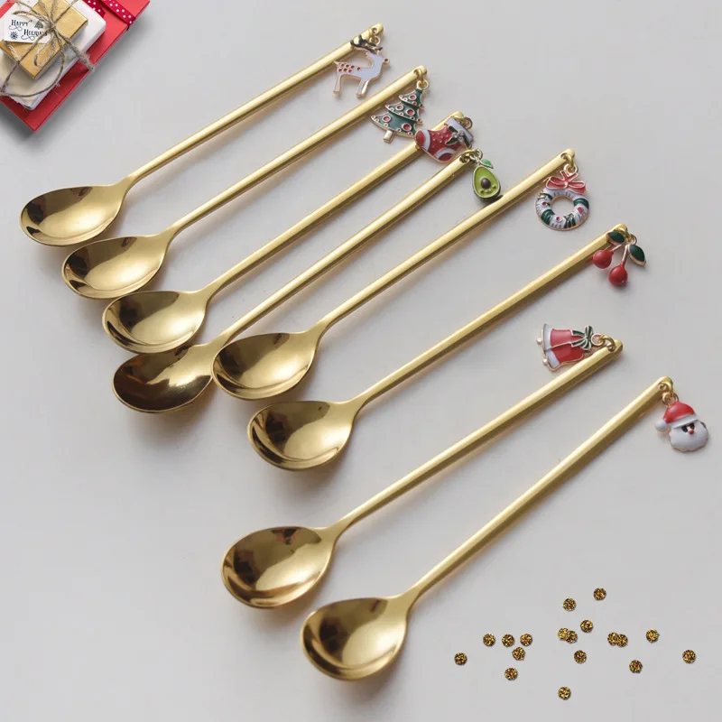 Christmas Decoration Metal Spoons Home tableware 304 Stainless Steel Metal Spoon Kids Spoon Fork
