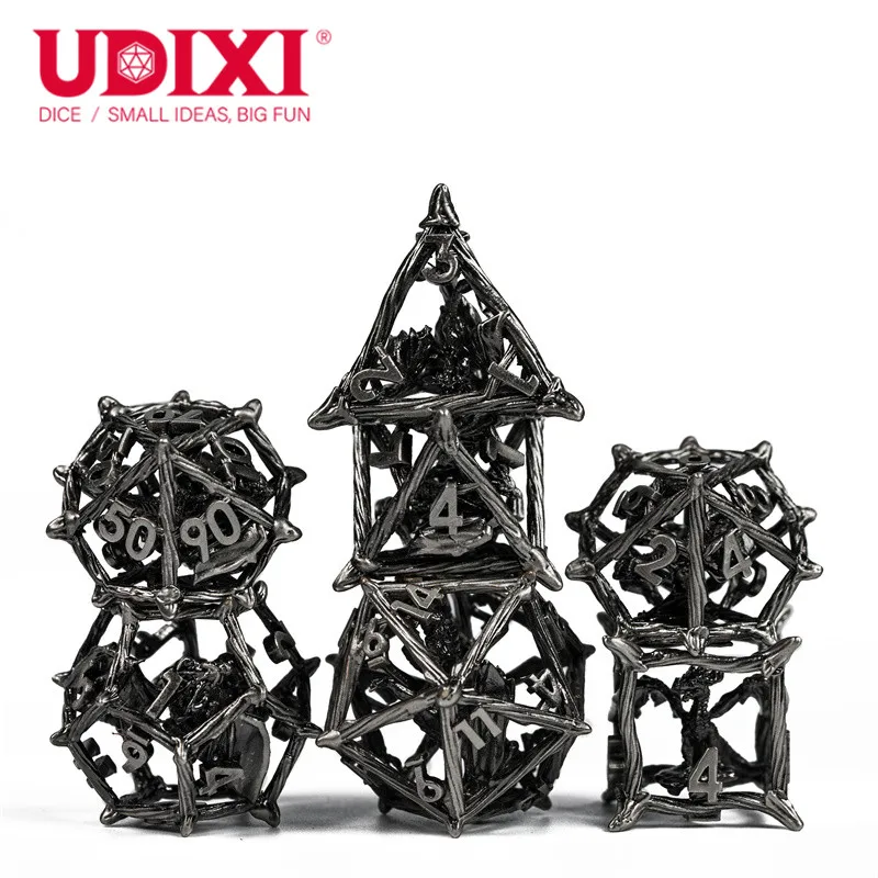 Udixi пользовательские Twigs Ретро полые металлические кости dnd Dragon dungeon & dragon dnd набор костей, рулонные кости