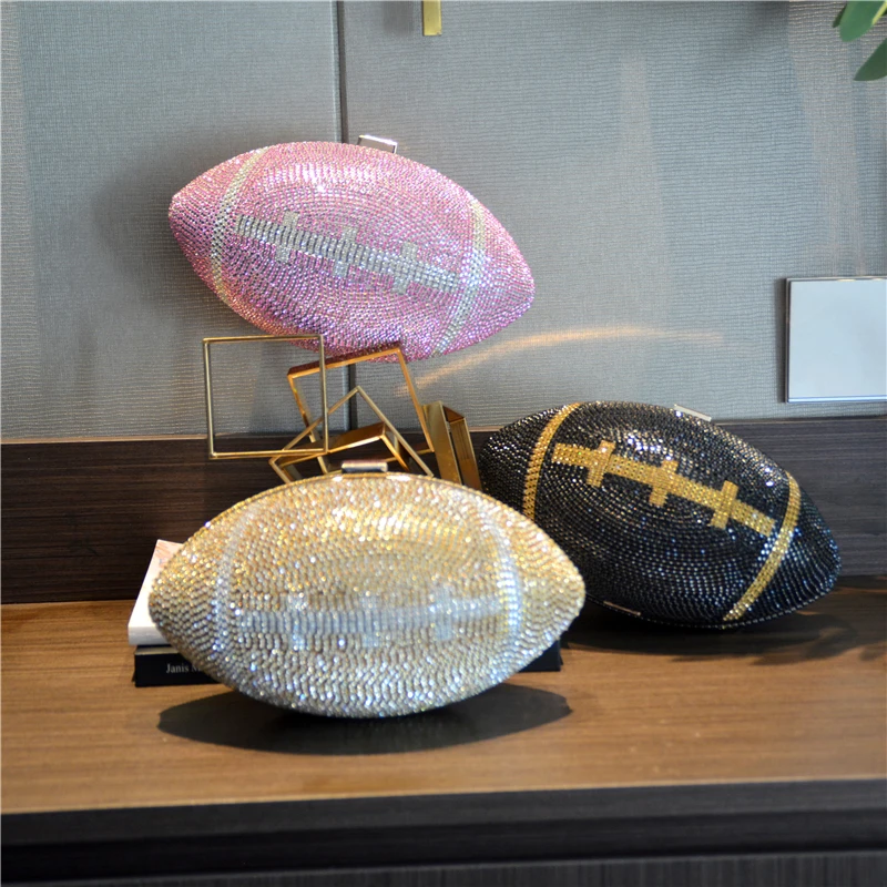 Shiny Diamond Crystal Clutch Handbag Shoulder Bag Unique Personality  Football Purse Rhinestone Clutch Purse