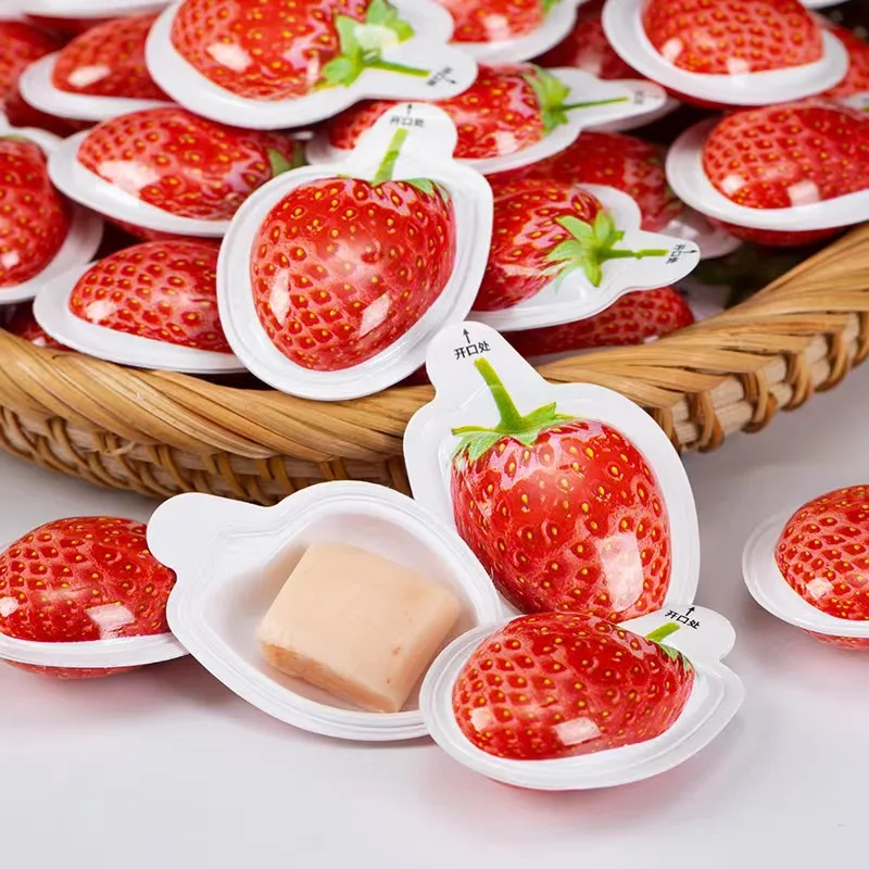 3D клубника конфеты сладкий и кислый фруктовый аромат мягкие конфеты клубника toffee здоровая закуска