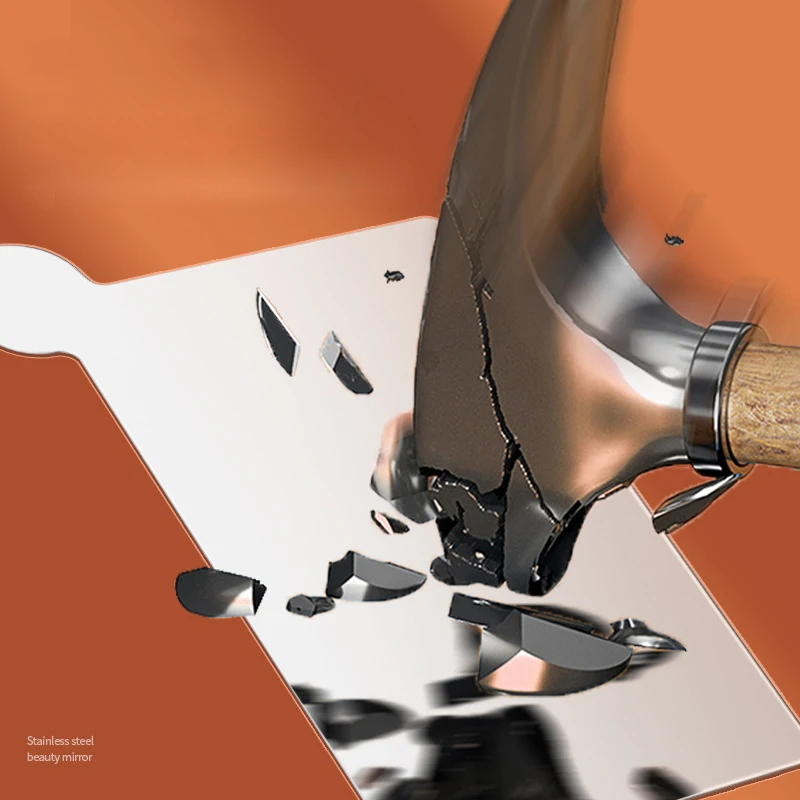 Unbreakable Stainless Steel Makeup Mirrors Travel Purse Handbag Compact Pocket Small Mirror with Leather Case