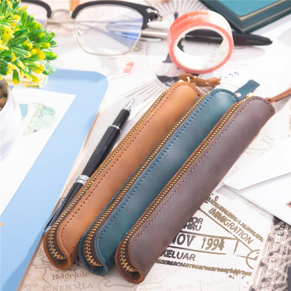 
Small Pencil Case / Mini Leather Pencil Case / Wholesale Pocket Travel Single Double Custom Display Leather Pen Case For Pens 