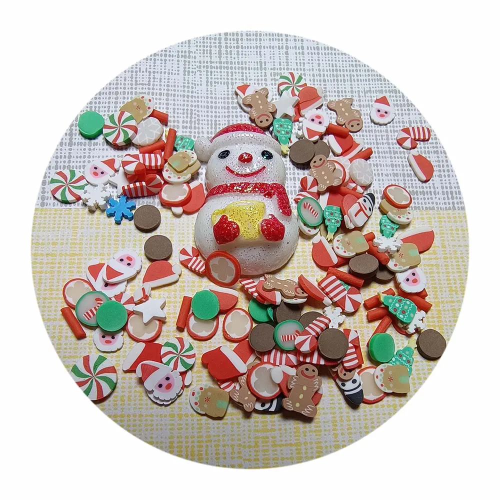 Diy Handmade Products Add Ons Slime Polymer Clay Sprinkles Christmas Clay Slices Hat Gingerbread Candy Can Trees Snowman Charms