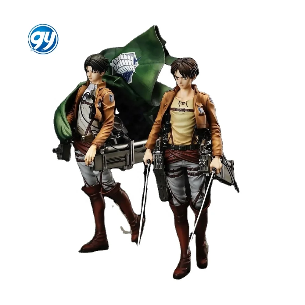 Anime Attack on Titan Eren Mikasa Ackerman Levi Rivaille PVC Action Figure Statue Model Doll Toys Gifts 26cm