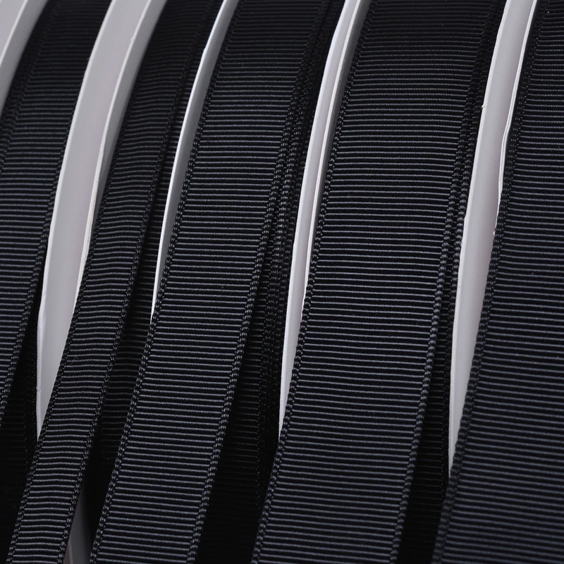 Ribest Black 5-89MM Single/Double Faced Satin Ribbon Gift Printed Ribbon Roll 100% Polyester Custom White Ribbon With Logo