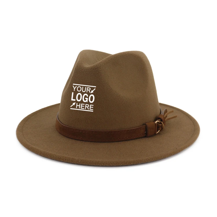 High Grade Custom 100% Wool pink Colored Church Cloche Cap Elegant Leather Belt Fedoras Hat Cowboy Cap For Women cowboy hats