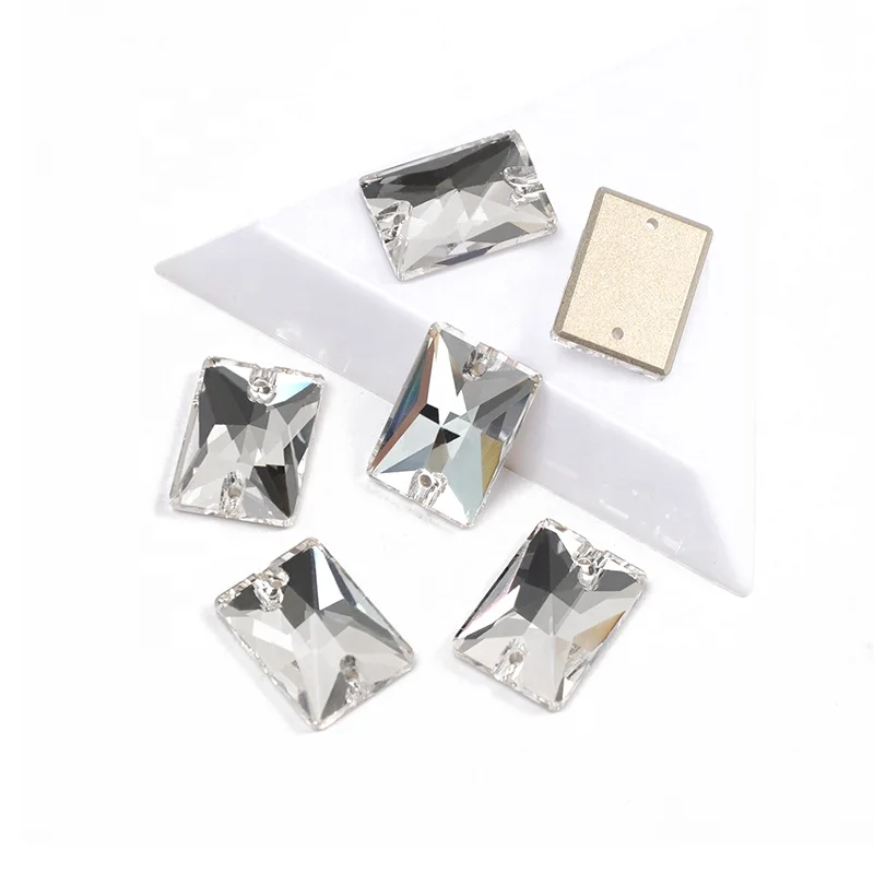 Rectangle 3250 Sew On Crystal Strass13x18mm 18x25mm DIY 2 Holes Mirror Rhinestone Glass Sewing Stone Sew Textil  Rhinestones For