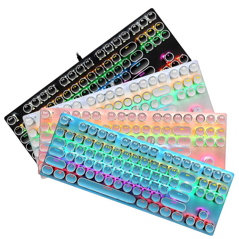 New Punk Gaming Mechanical Keyboard RGB with Blue LED Dongguan Usb Programming Novel Design Golden Supplier Gaming Keyboard