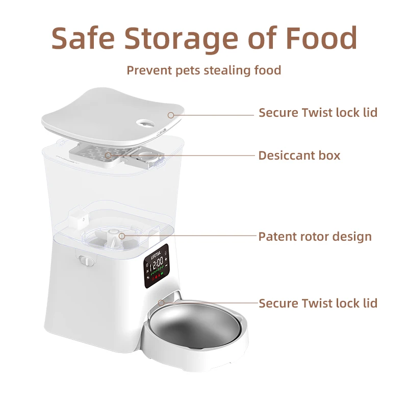 Lifetail newest Smart 3L Capacity Voice Recorder Programmable Dog Food Dispenser Automatic Pet Feeder for Dog Cat