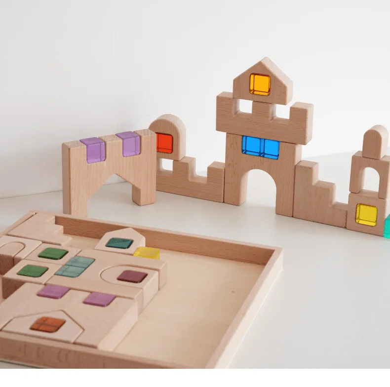 Creative Castle Building Blocks with Lucent Cubes - Unleash the Imagination Montessori  Arabian Castle Wooden Blocks