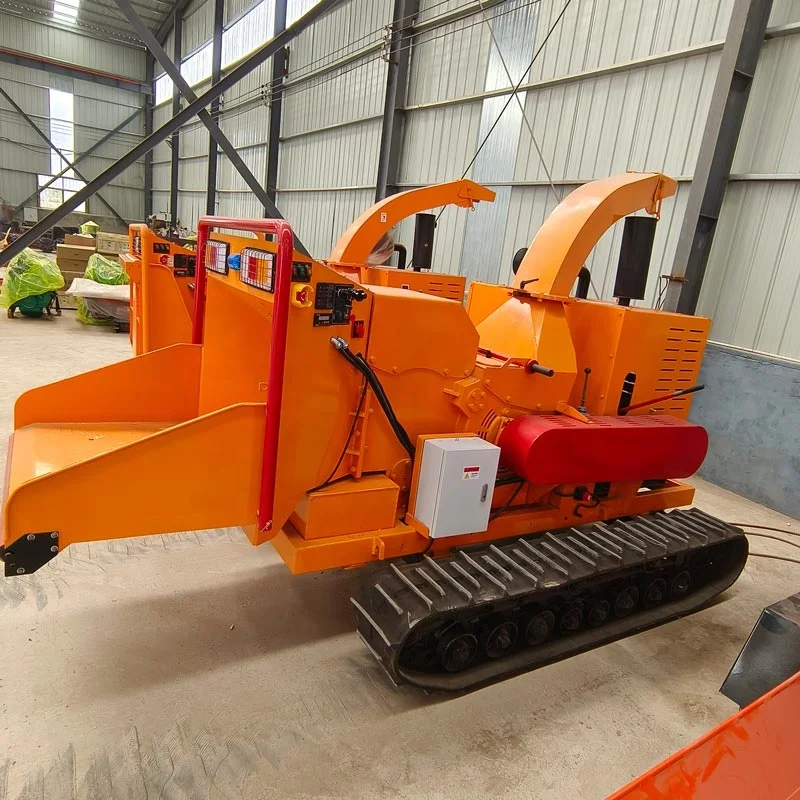 High Performance Mobile Crawler Type Branch Roots Bamboo Tung Shredder Machine Garden Shrub Dry And Wet Wood Shredder Machine