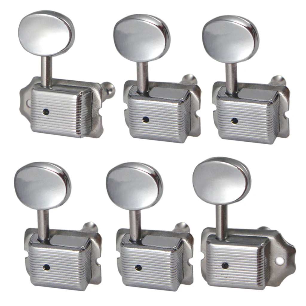 Set of 6 Vintage Style Tuner Machine Heads Electric Guitar Tuning Pegs with Round Button