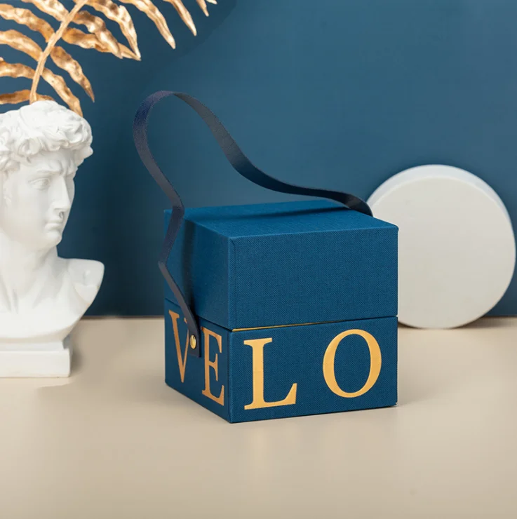 Orange cardboard closed custom packaging square gift box