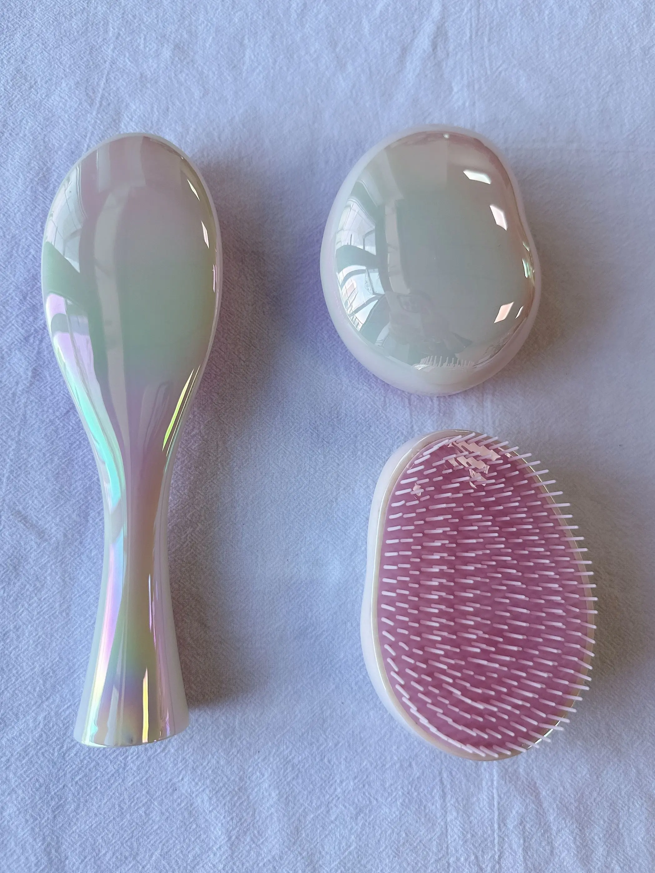 Fashionable patterns salon beauty pink electroplated surface for women&girls wet hair detangler hairbrush