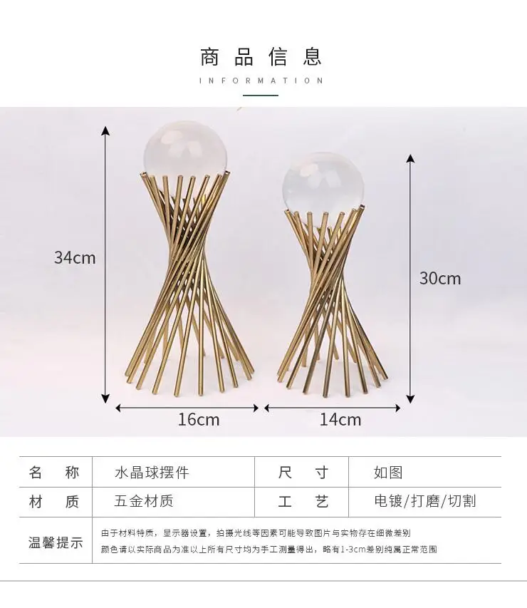 Crystal with Iron Art Frame Ornaments home decor luxury table vases flower vase home decor home ornaments