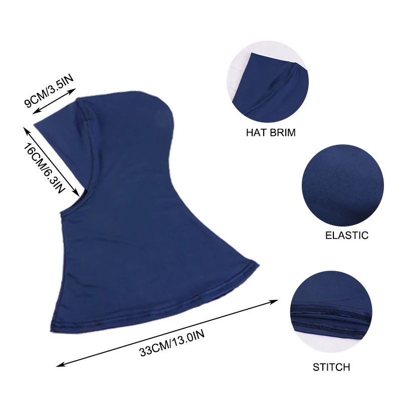 Wholesale Custom Soft Stretchy Hijab Cap Adjustable Muslim Stretchy Turban Full Cover Shawl Cap Full Neck Coverage For Women