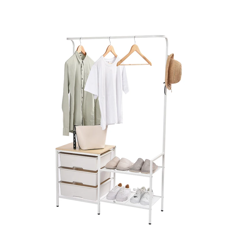 WIREKING Vertical Bedroom Metal Decorative Coat Rack Mini Clothing Handing with Hook