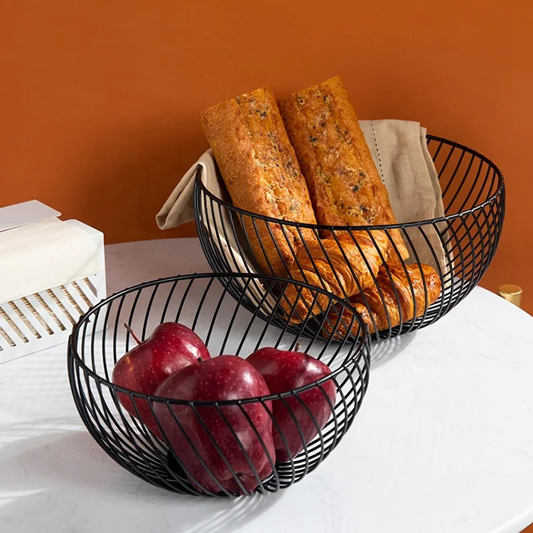 New Style Small Household Single Tier Modern Retro Mesh Metal Wire Sandwich Hamburger Nut Tray Kitchen Storage Basket