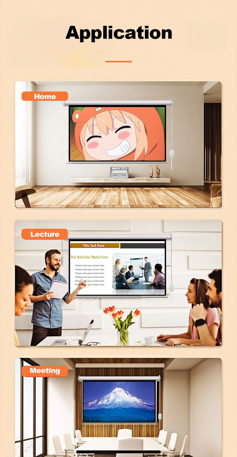 Remote And Button Control Electrical Projector Screen 16:9 4:3 Portable Motorized Projector Screen Electric Projection Screen