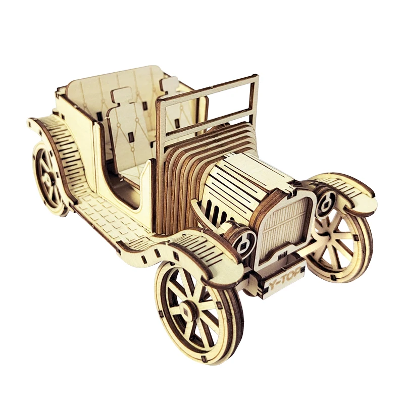 New Original Design Retro Vintage Car 3D Wooden Puzzle DIY Mechanical Vechical Model Assemble Educational Toys