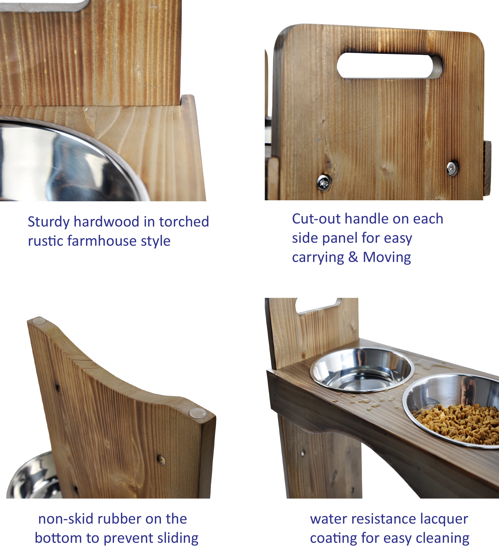 Hot selling Cat and Dog Stainless Steel Bowl, Wooden Pet Table Food and Water Bowls, Adjustable Height Cat and Dog Feeder