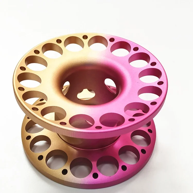 Customized diving coil CNC turning of aluminum alloy shaft wheel  for two-color  fading metal crafts