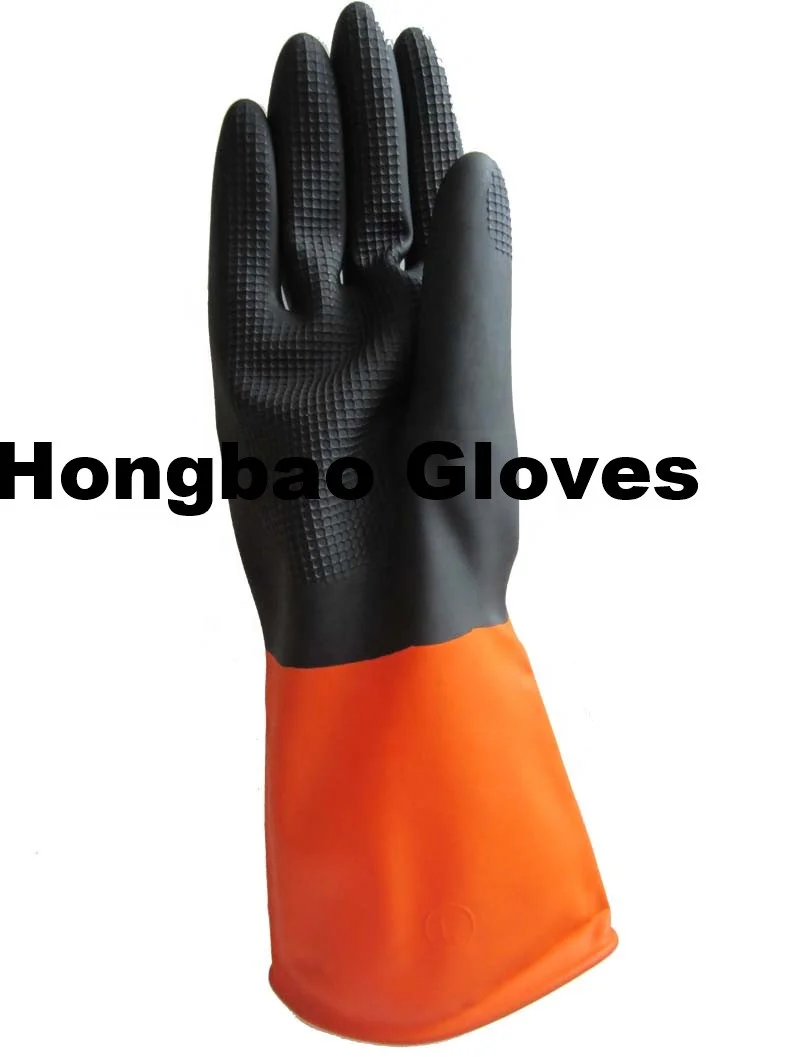 110g black and orange double color industrial latex gloves working rubber gloves
