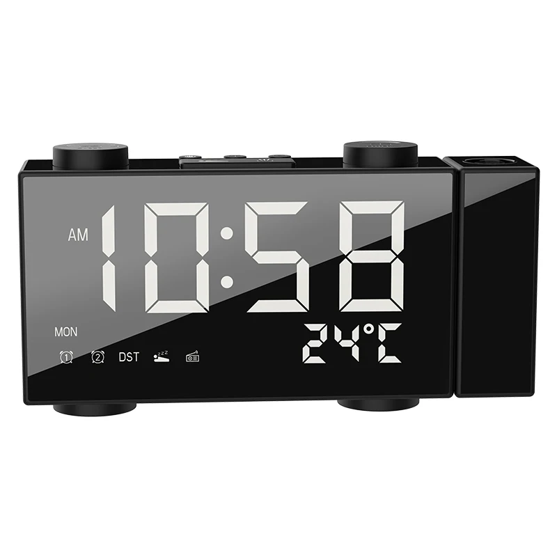 NEW mold USB rechargeable digital alarm clock with radio, alarm clock radio with projection display