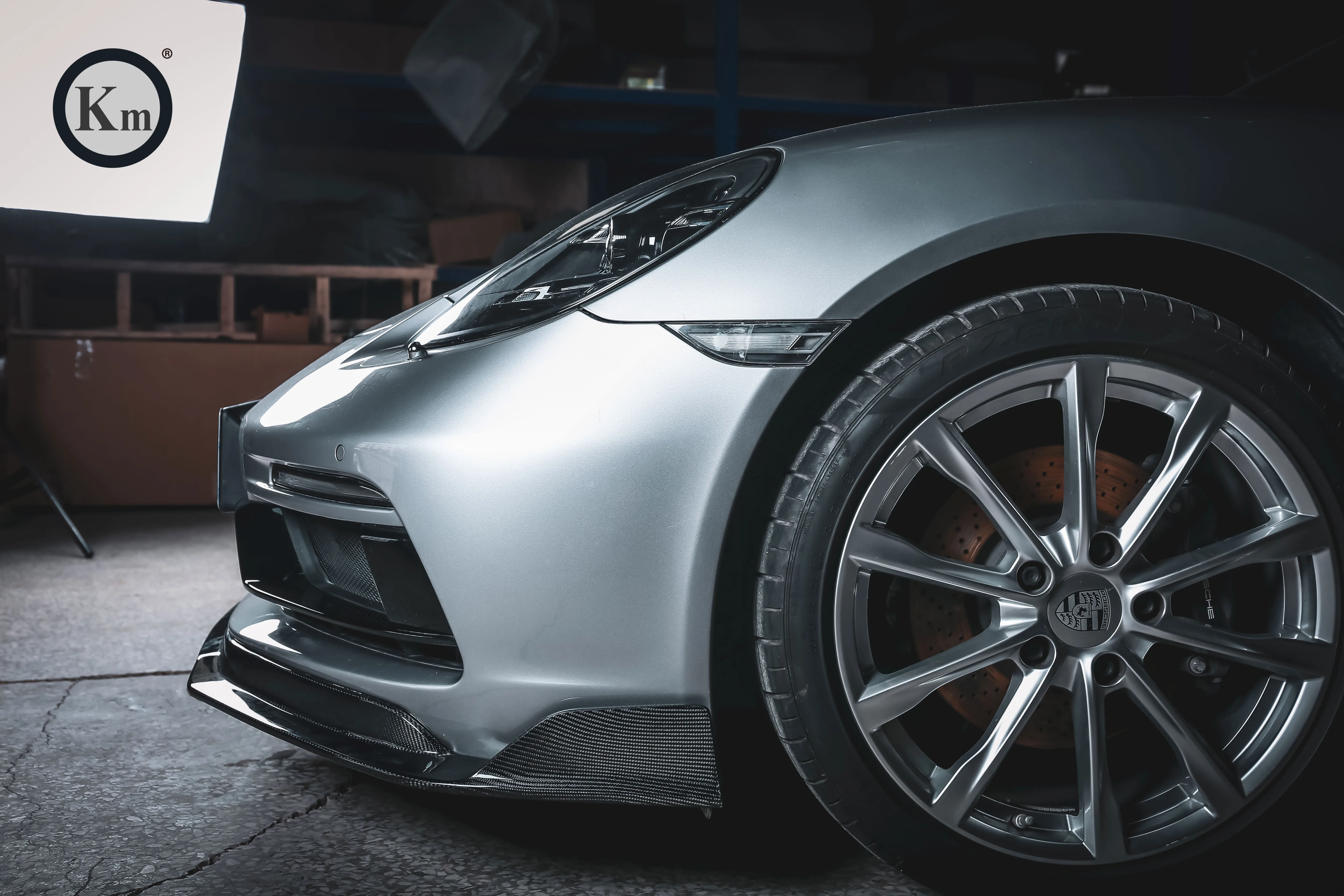 KM  For Porsche cayman boxster 718 982  carbon fiber  rear diffuser rear bumper front lip splitter front bumper 2016-up