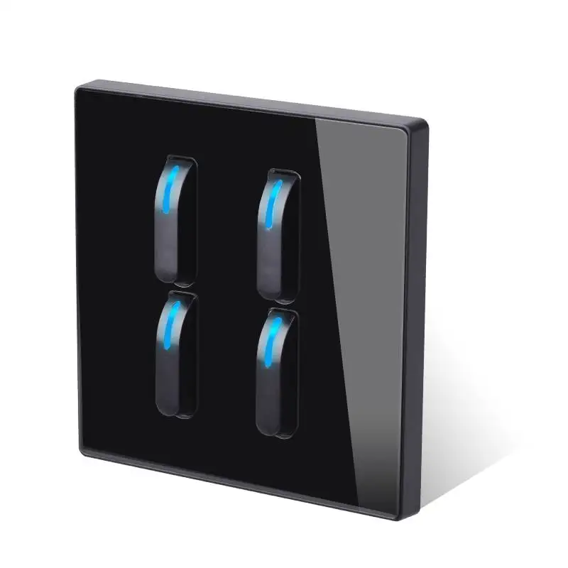 New Model 16A 1/2/3/4 Gang 1 Way 2 Way Tempered Glass Panel Piano Switch Socket for Hotel Household Wall